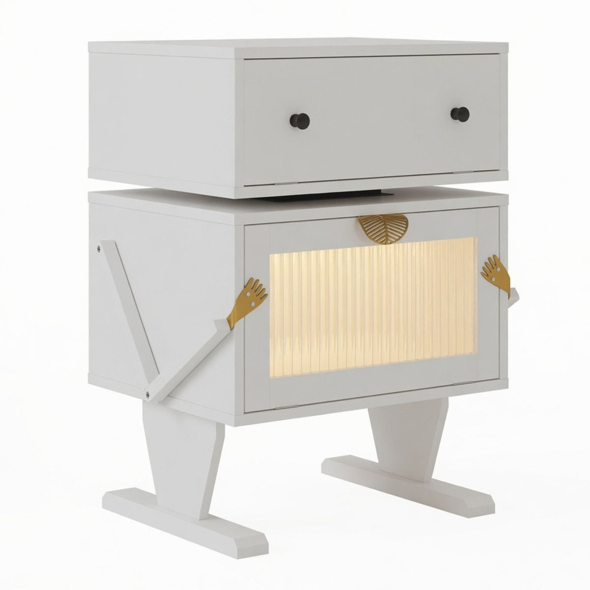 Robot LED Nightstand with 360° Rotating Drawer - White, Pink, or Green