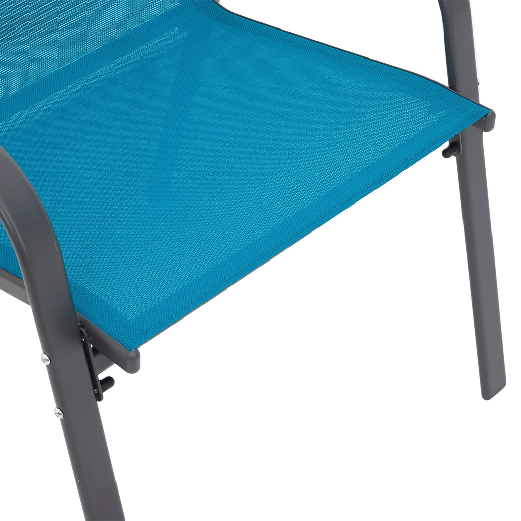 6-Piece Patio Chairs Set with High Backrest and Armrests - Blue