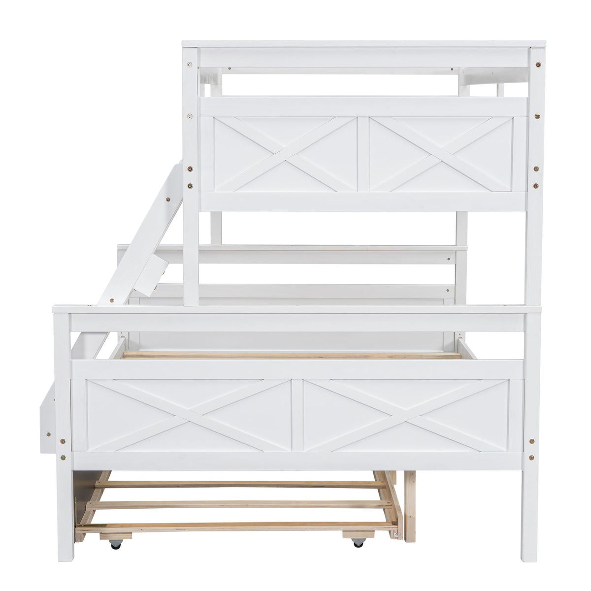 Twin Over Full Bunk Bed with Ladder and Storage Options - White or Dark Gray