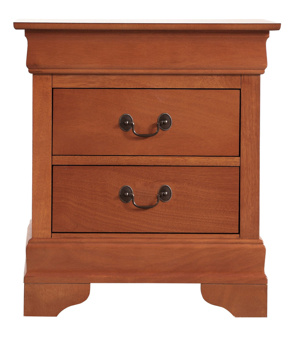 Louis Phillipe Wood Nightstand with Storage Drawers - Multiple Colors