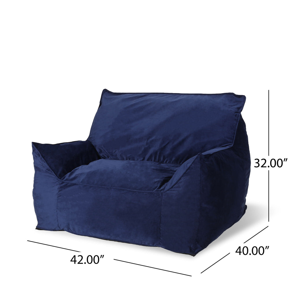 Allea Bean Bag Chair with Armrests - Fabric - Multiple Colors