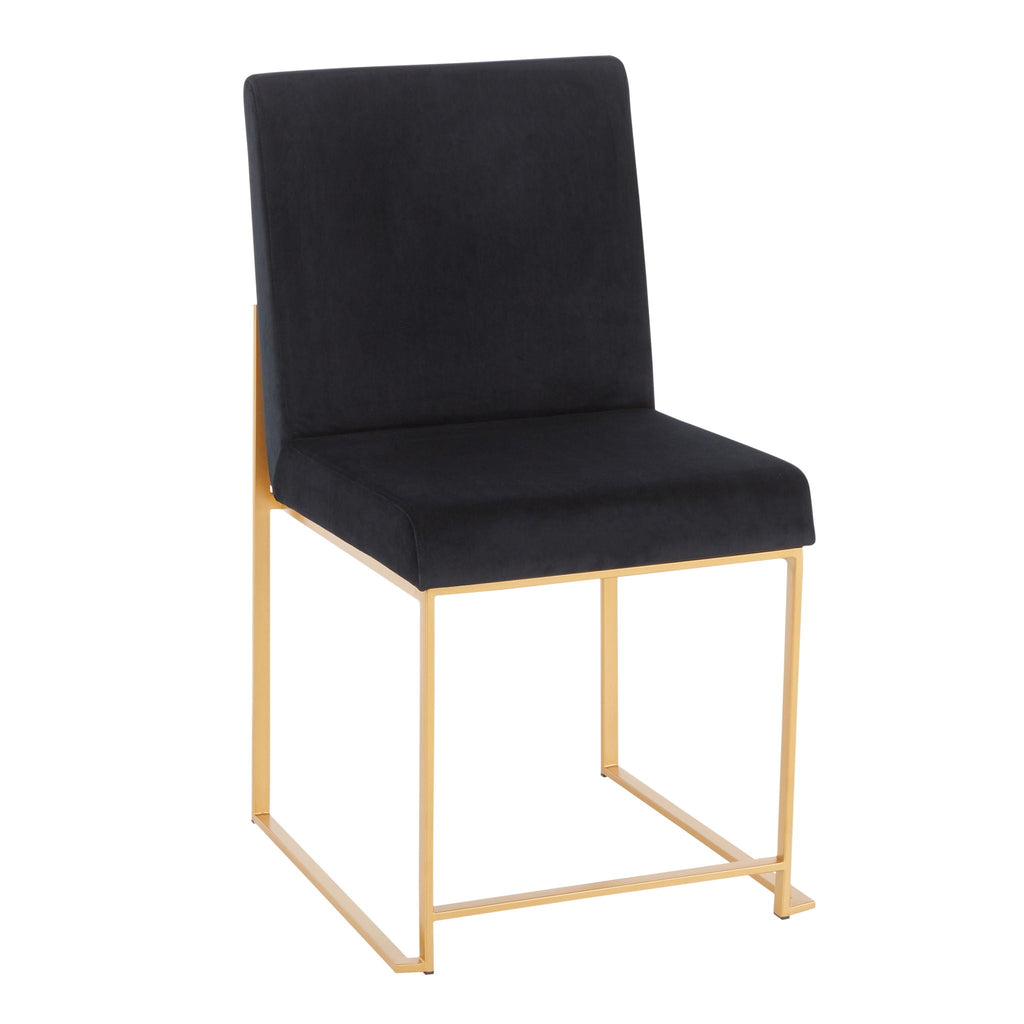 Contemporary High Back Dining Chair Set with Upholstered Seat - Multiple Colors