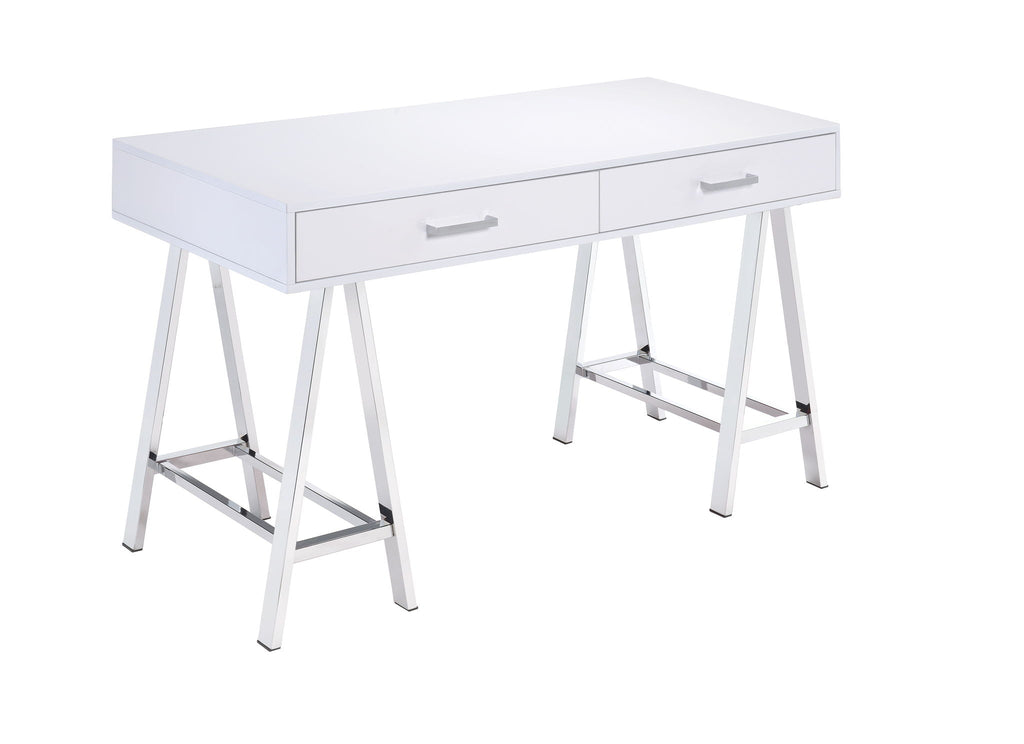 High Gloss Writing Desk with USB Ports - White or Black