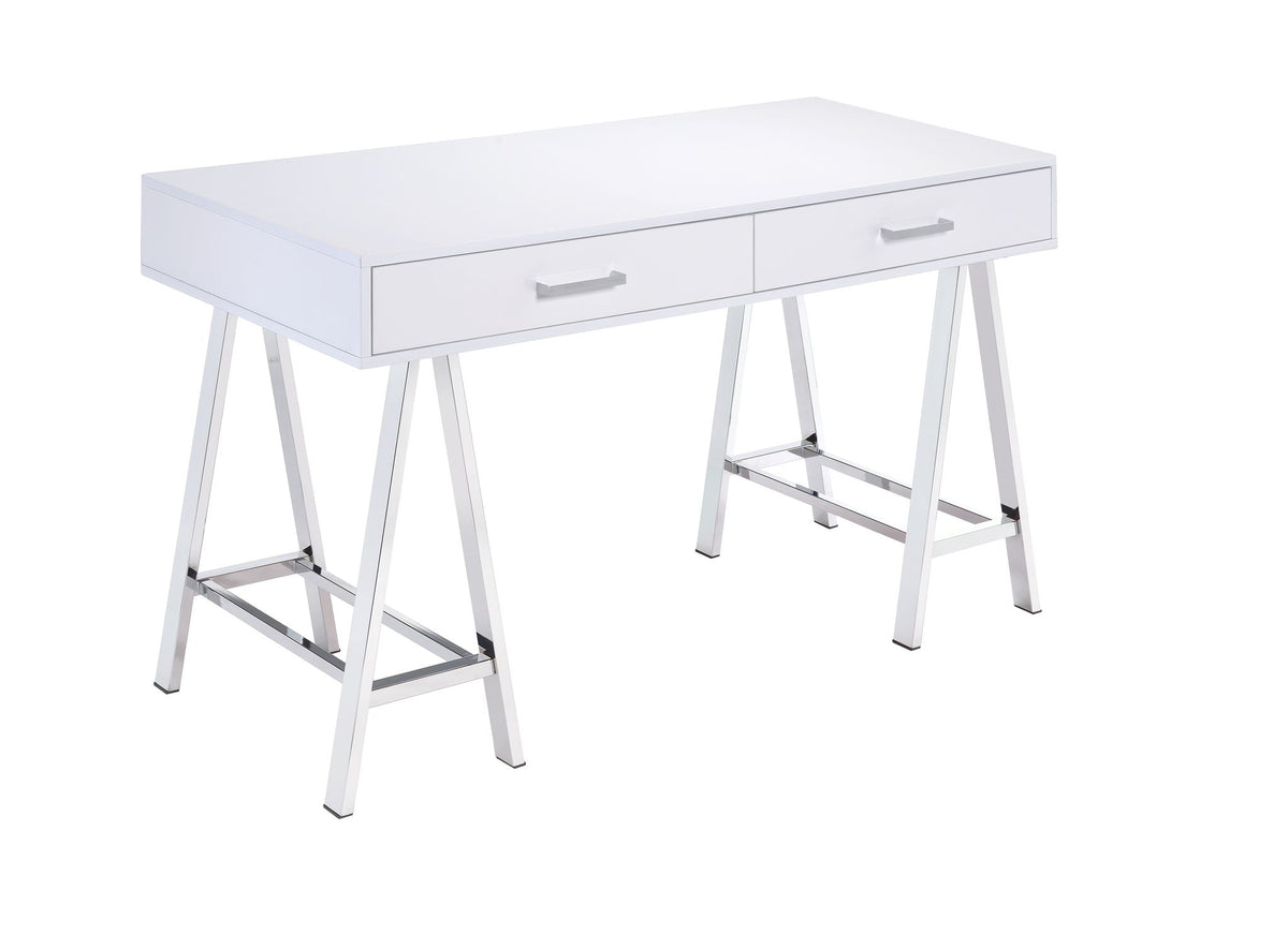 High Gloss Writing Desk with USB Ports - White or Black