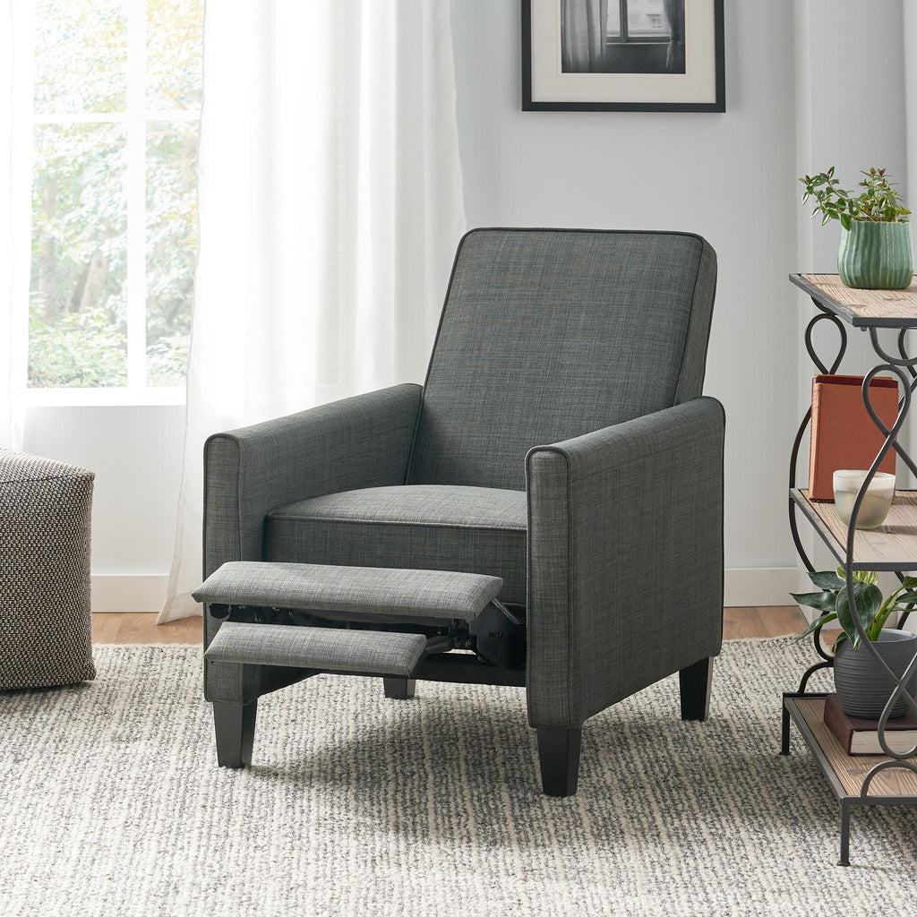 Upholstered Push Back Recliner Chair with Adjustable Recline - Multiple Colors