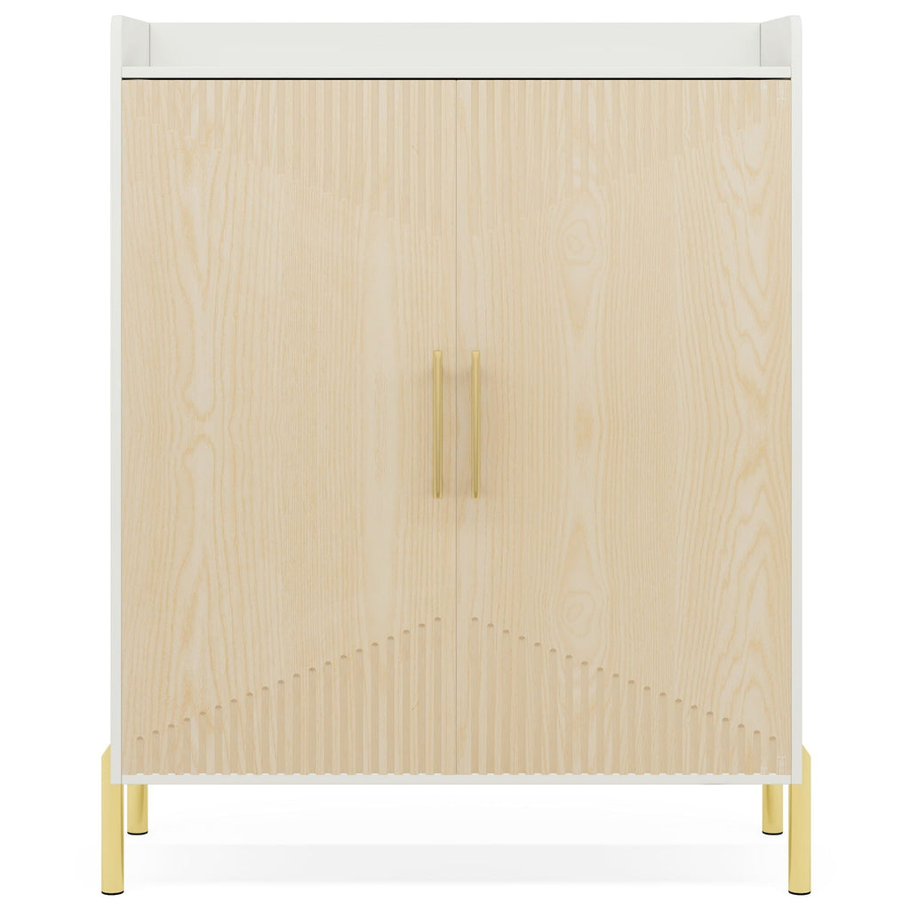 6 Tier Entryway Shoe Cabinet with Doors - Wood & Metal - Light Brown or White