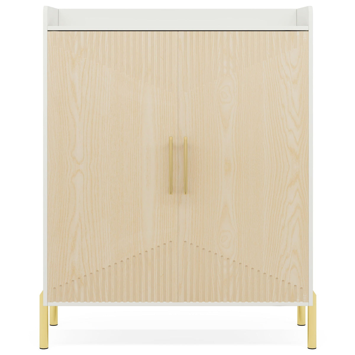 6 Tier Entryway Shoe Cabinet with Doors - Wood & Metal - Light Brown or White