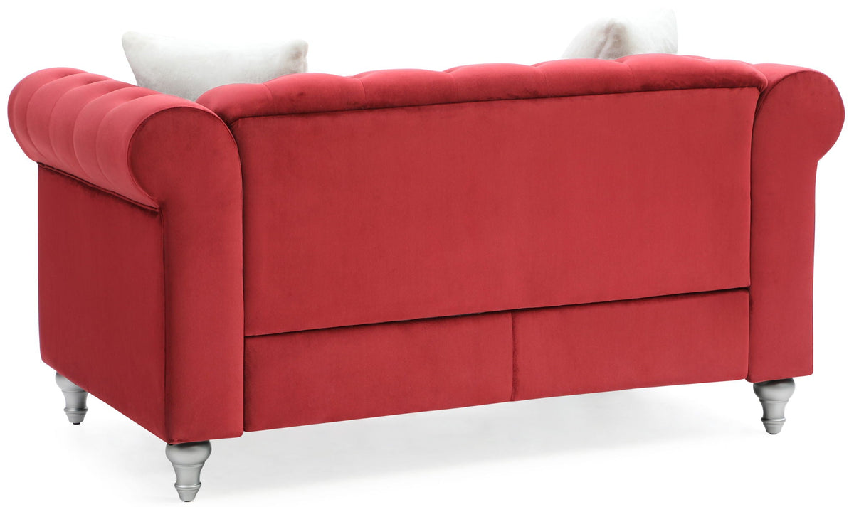 Contemporary Loveseat with Jeweled Tufted Design - Multiple Colors