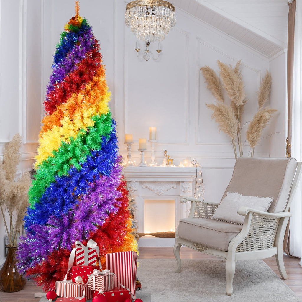 6ft Rainbow Spiral Christmas Tree with 1248 PVC Branch Tips - Multi-Color