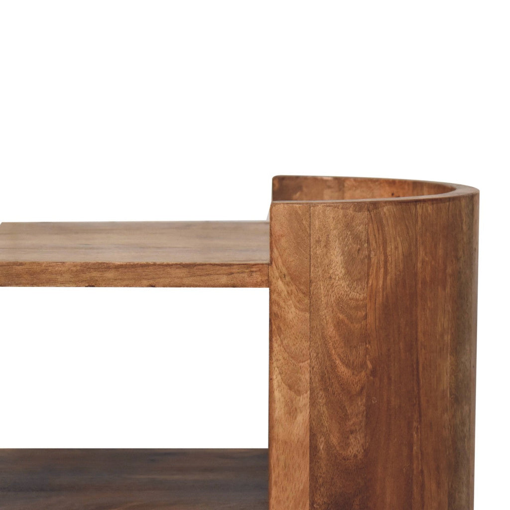 Solid Wood Valencia Sculpted Bedside Nightstand with Drawer - Golden Teak