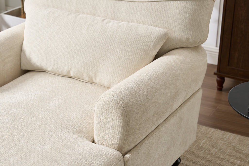 Modern Chaise Lounge with Upholstered Recliner - White