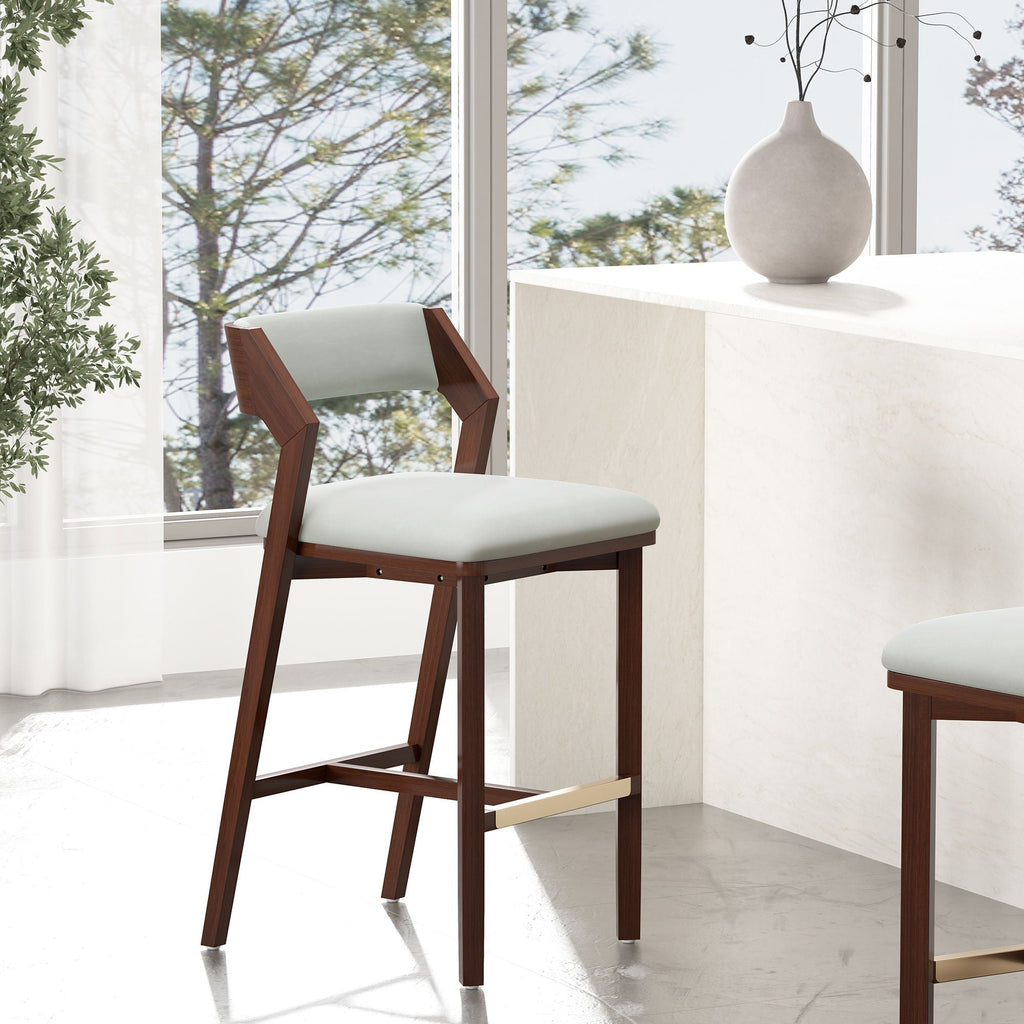 Bar Height Barstool with Backrest - Pearl Silver, White, Black, Dark Green