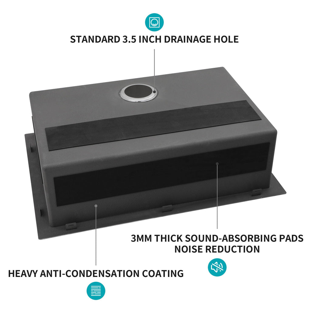 Stainless Steel Drop In Kitchen Sink with Noise Reduction - Gray