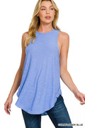 Zenana Curved Hem Slub Tunic Tank