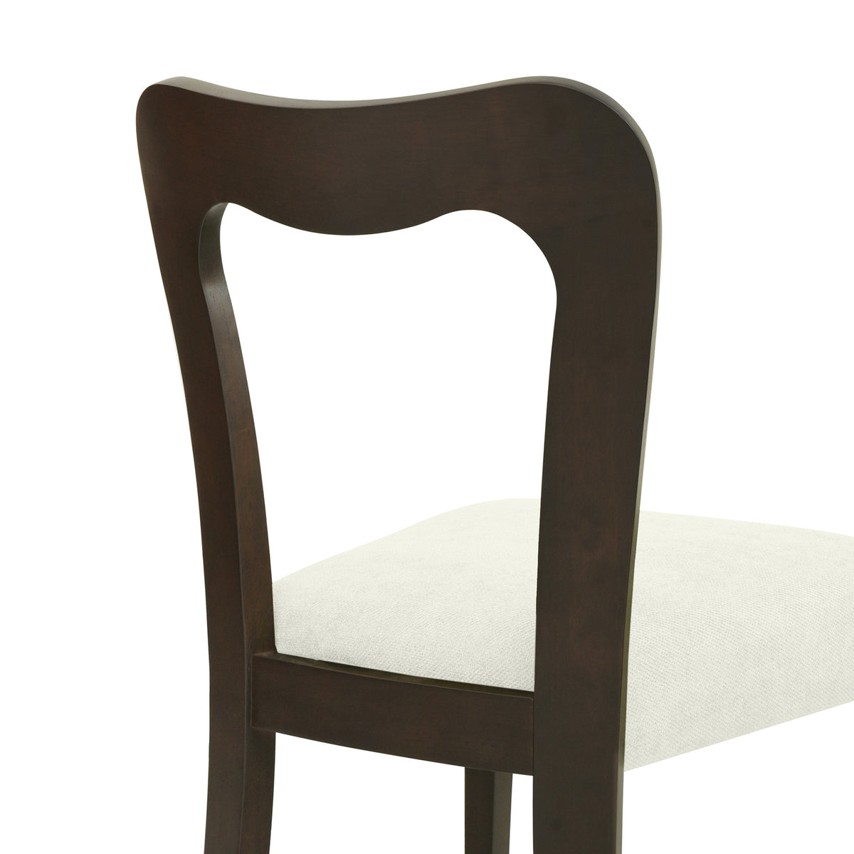 Dining Chair Without Arm Set of 2 with Rubberwood Frame - Dark Brown + Beige