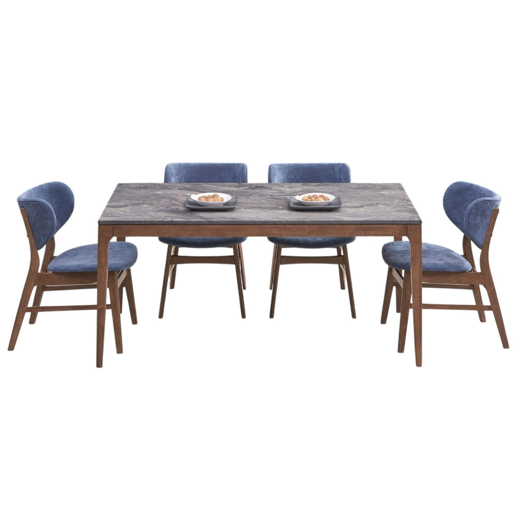 5 Piece Dining Room Set with Upholstered Chairs - Blue or Dark Green