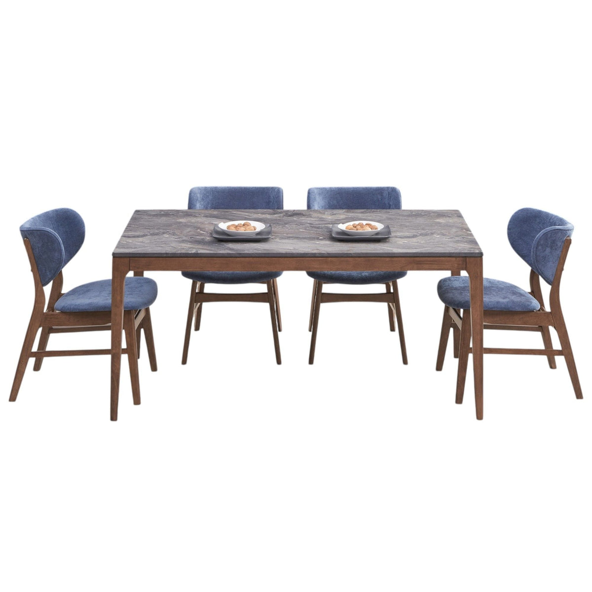 5 Piece Dining Room Set with Upholstered Chairs - Blue or Dark Green