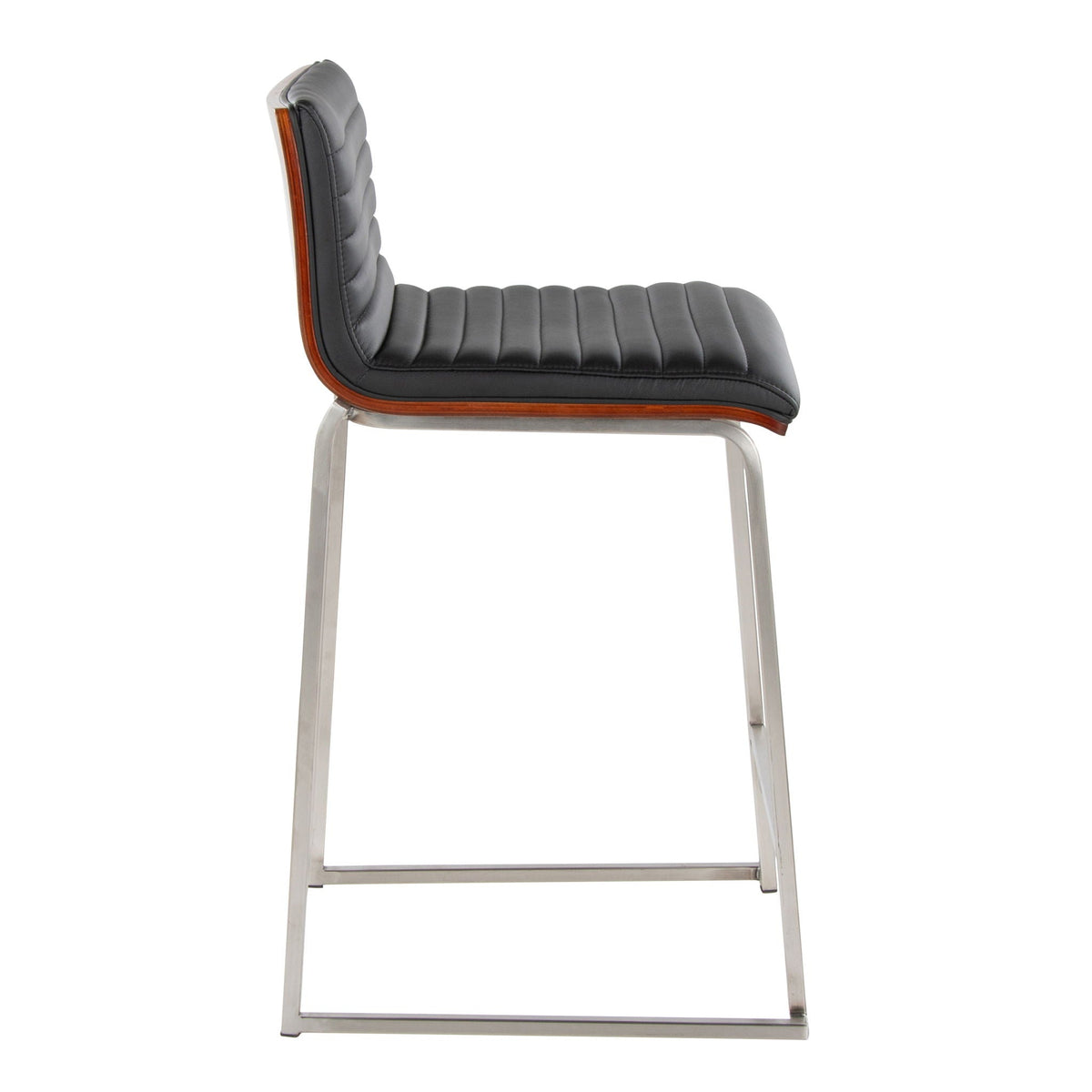 Contemporary Fixed Height Counter Stools with Tufted Upholstered Seats - Black
