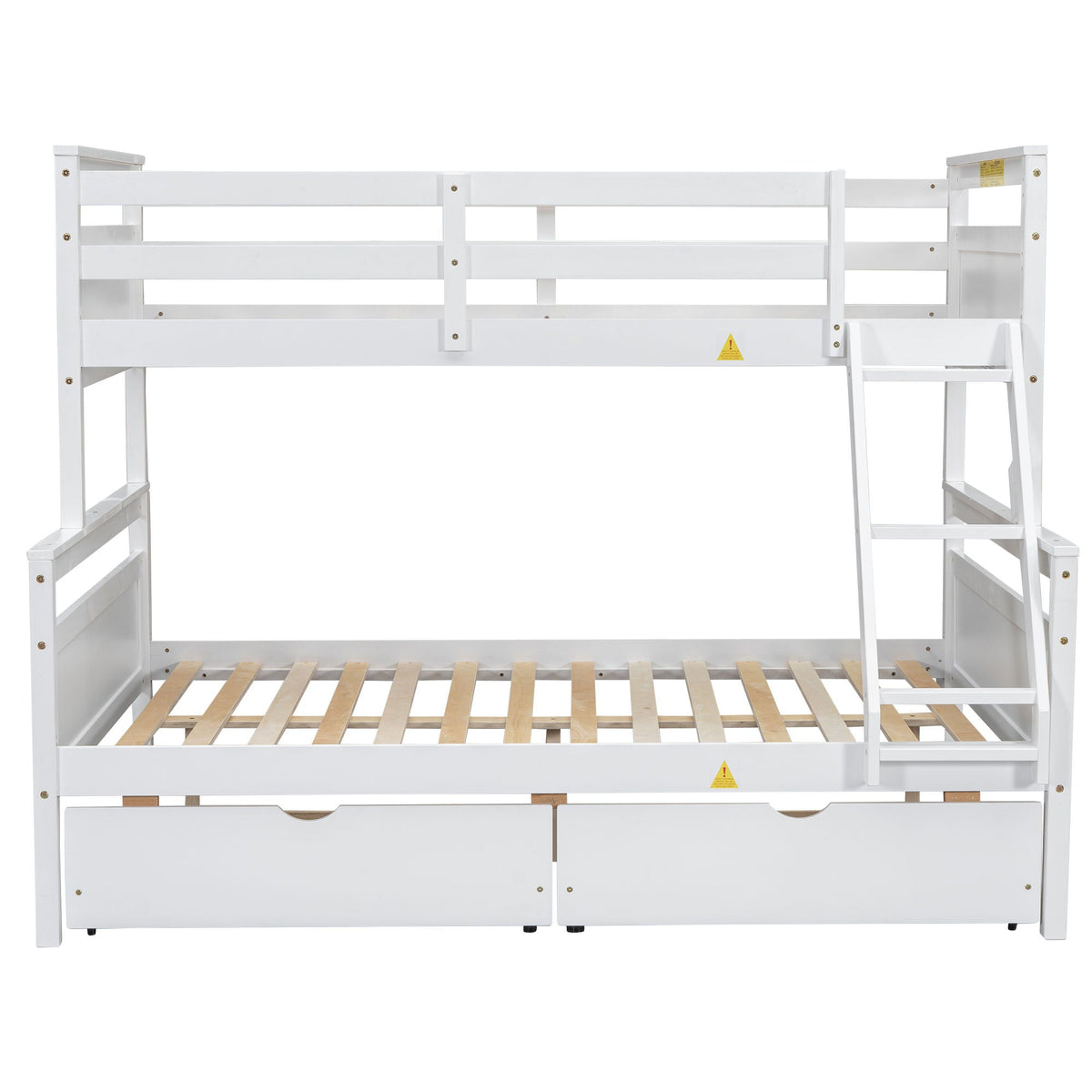 Twin Over Full Bunk Bed with Ladder and Storage Options - White or Dark Gray