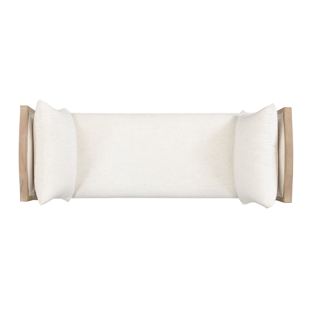 Upholstered Bench with Turned Legs & Side Cushions - Beige or Greige
