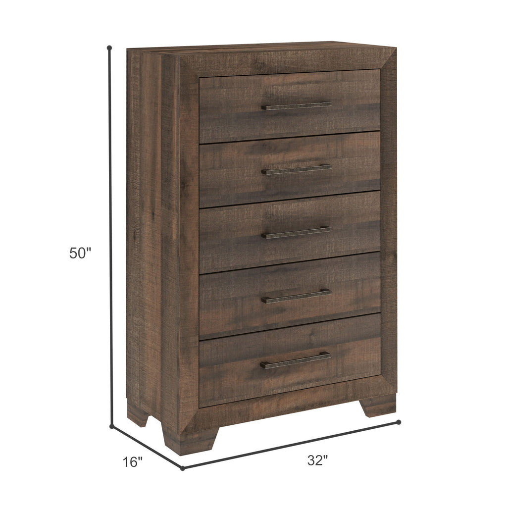 5 Drawer Chest With Casual Style - Brown
