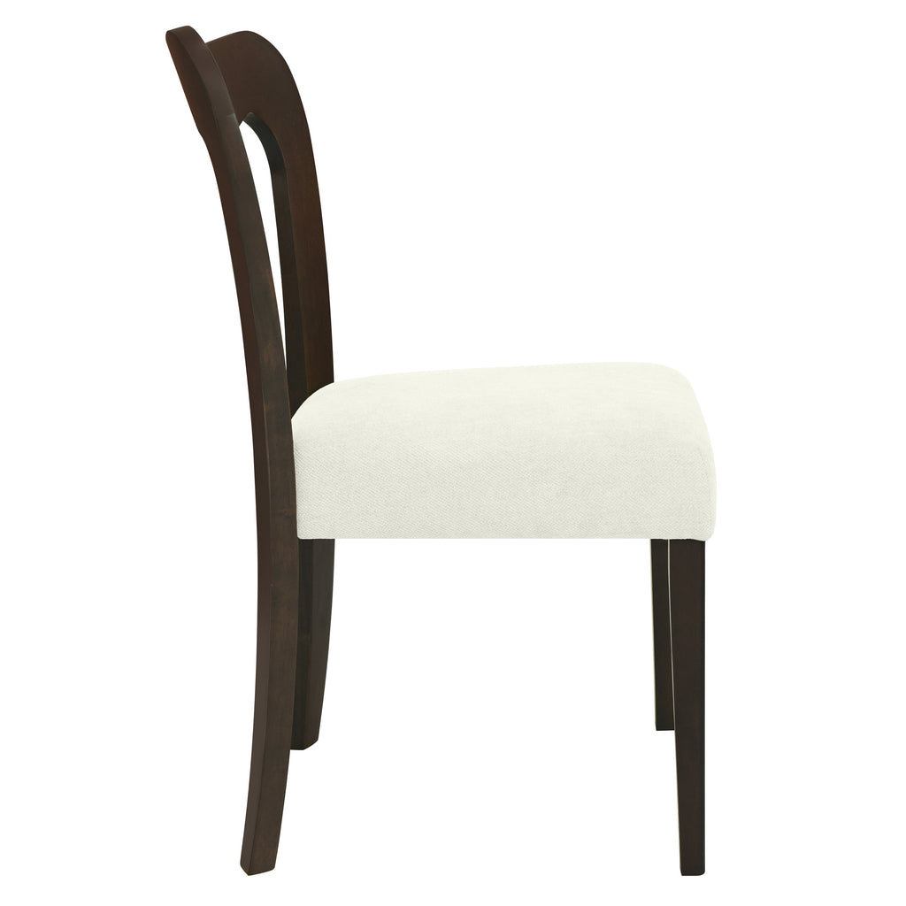 Dining Chair Without Arm Set of 2 with Rubberwood Frame - Dark Brown + Beige