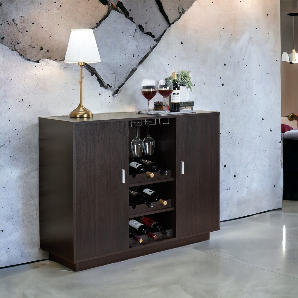 Hazen Wine Cabinet II with Stemware Rack - Espresso