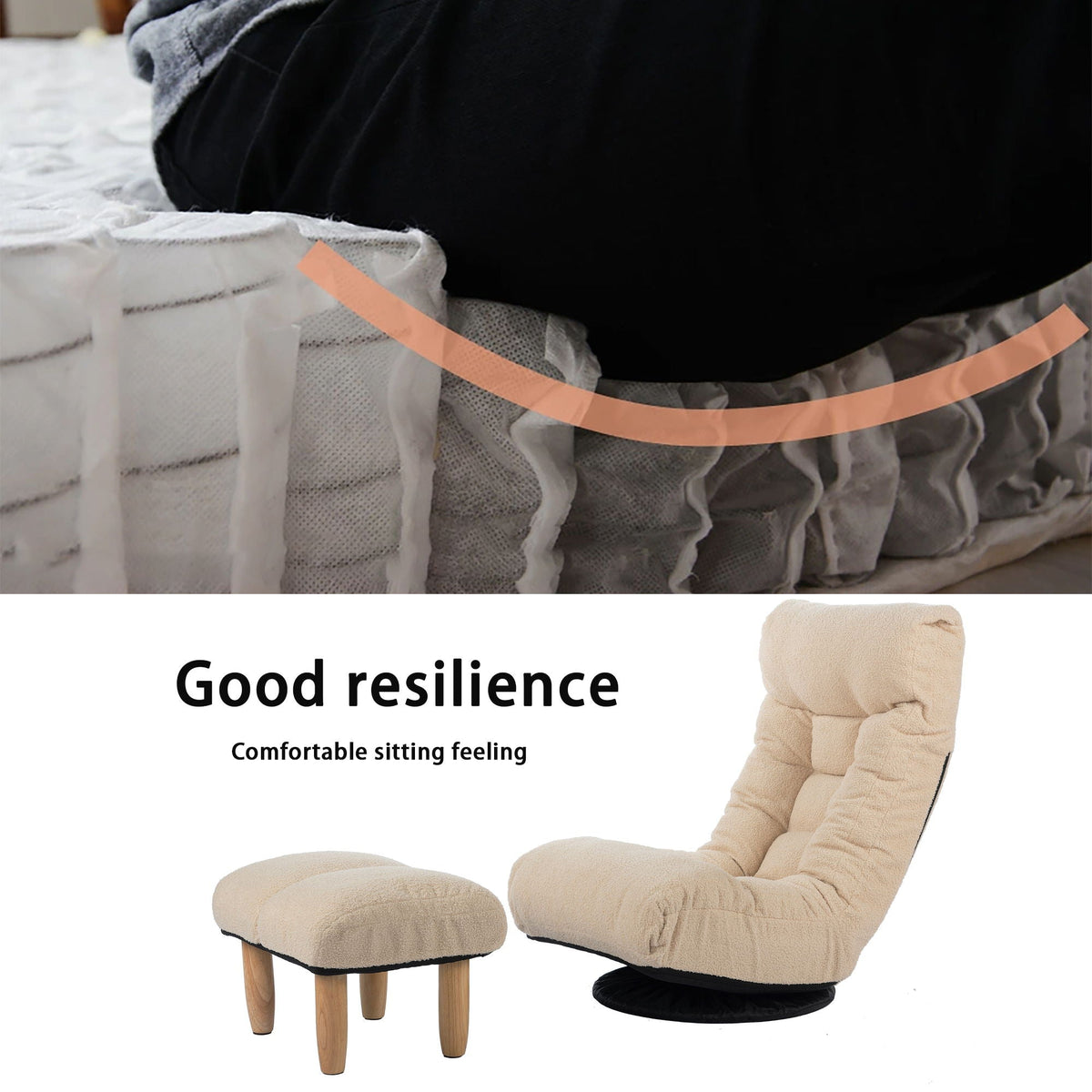 Adjustable Japanese Reclining Floor Chair Sofa With Metal Frame