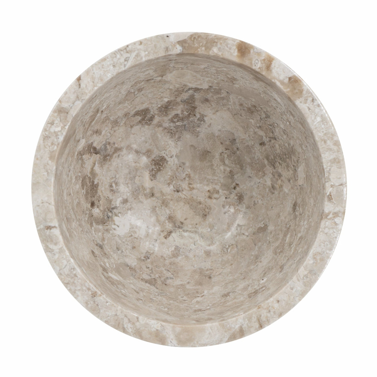 Round Marble Pedestal Bowl with Cylindrical Base - Cream