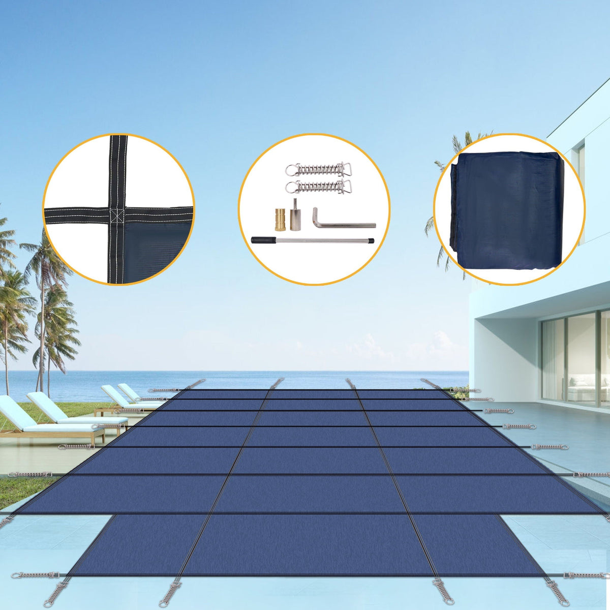 16 x 32 Ft High Strength Pool Safety Cover for Inground Pools