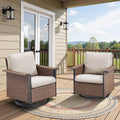 Outdoor Swivel Rocking Chairs with Ergonomic Support - Brown or Gray