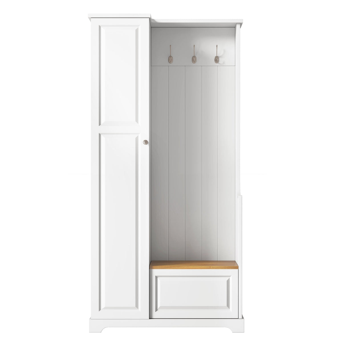 Stylish Design Hall Tree with Flip-Up Bench - Wood Grain Finish