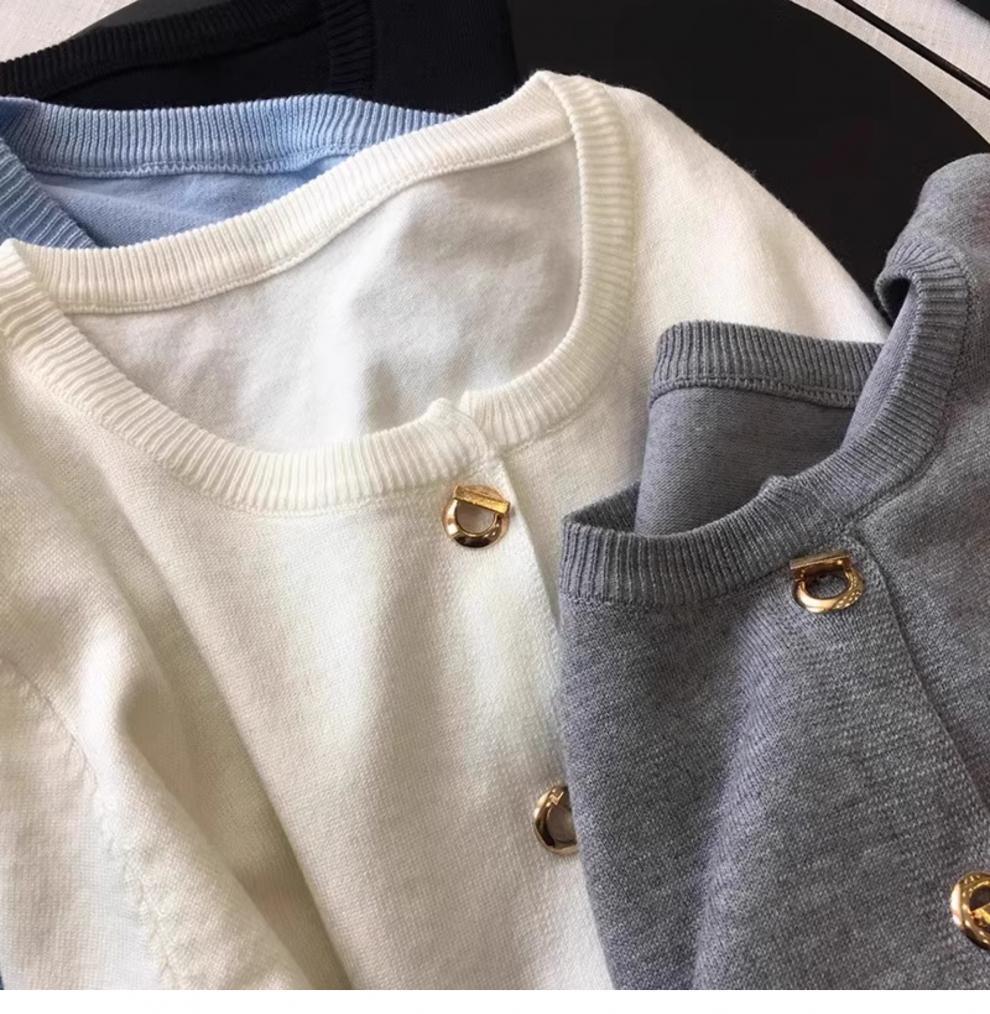 Core-spun Yarn French Style Knit Cardigan