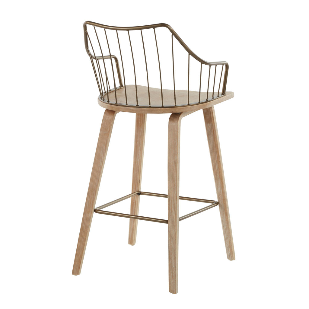 Farmhouse Counter Stool with Metal Spindle Back - Beige or Black