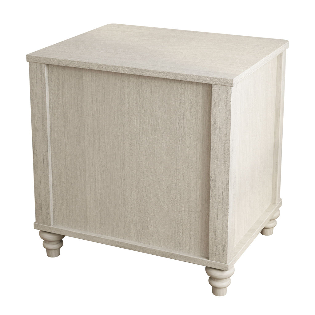 Fluted Nightstand with 3 Drawers - Set of 2 - Dark Brown or Beige