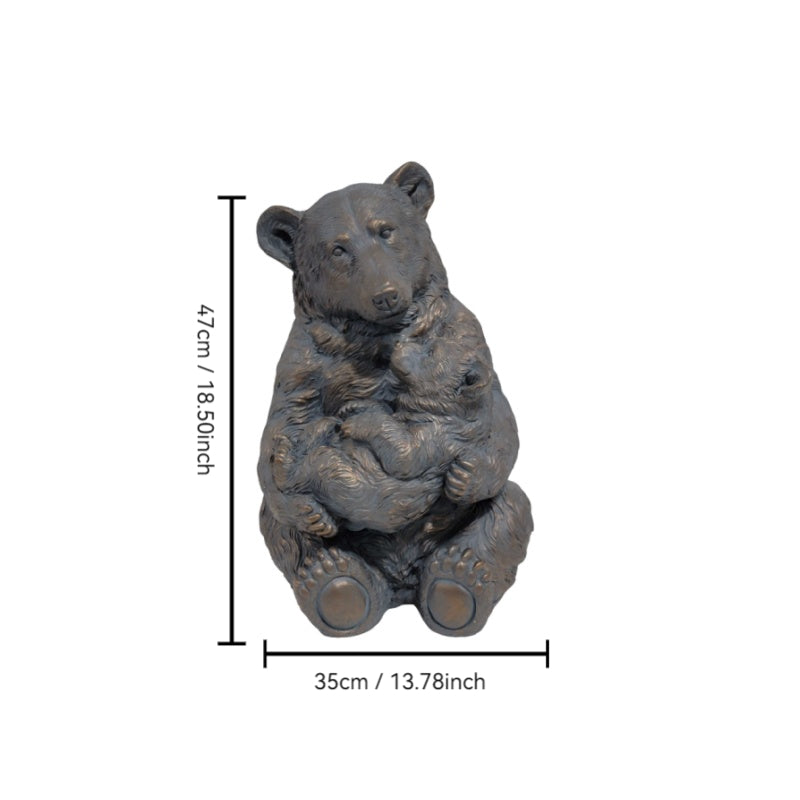 Antique Bronze Mother and Cub Bear Statue with Realistic Detail - Bronze