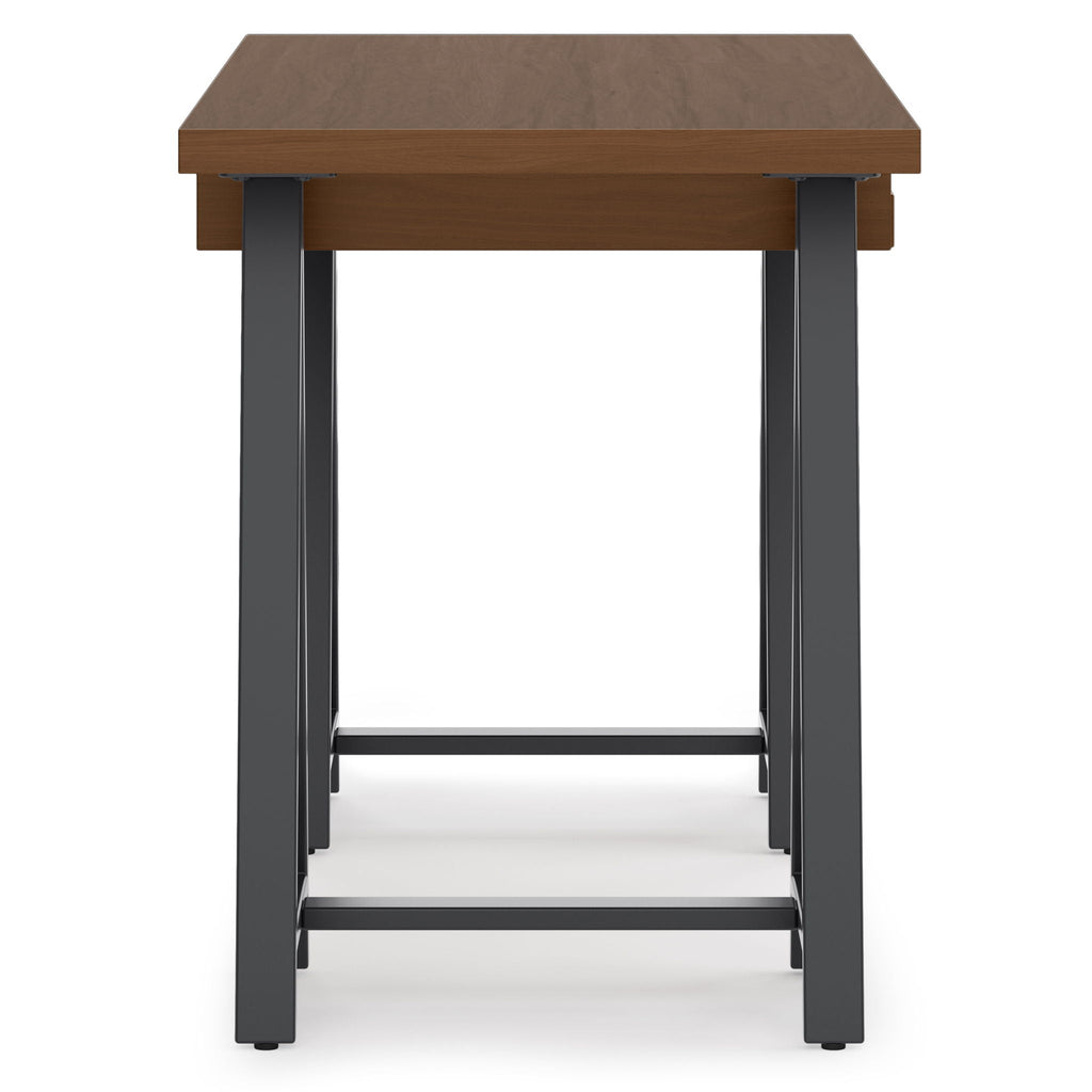 Handcrafted Solid Writing Desk with Sawhorse Metal Supports - Dark Brown