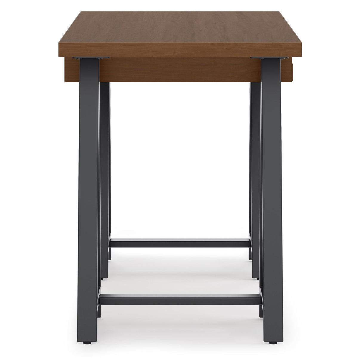 Handcrafted Solid Writing Desk with Sawhorse Metal Supports - Dark Brown
