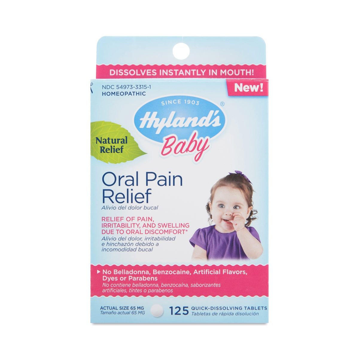 Hyland's Naturals™ Baby Oral Pain Relief Daytime Quick-Dissolving Tablet, 125 EA