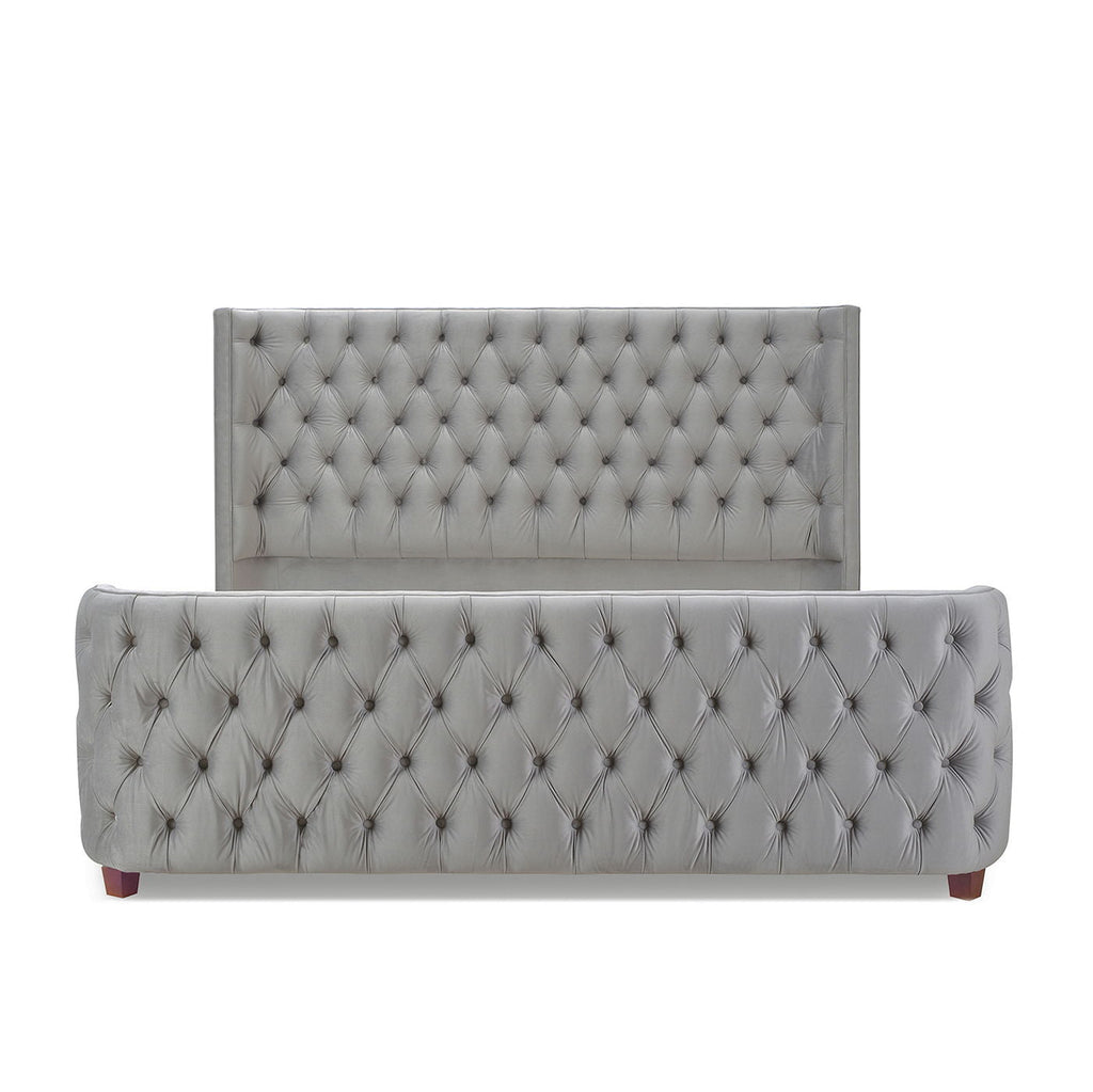 Tufted Panel Bed with Wingback Headboard and Footboard - Multiple Colors