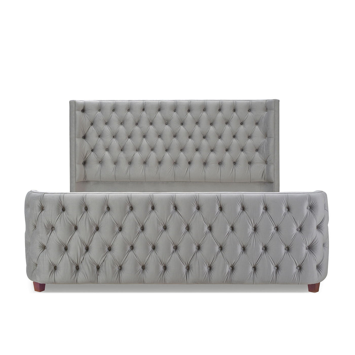 Tufted Panel Bed with Wingback Headboard and Footboard - Multiple Colors