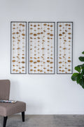 Metal Decorative Wall Art with Frame - Set of 3 - Gold