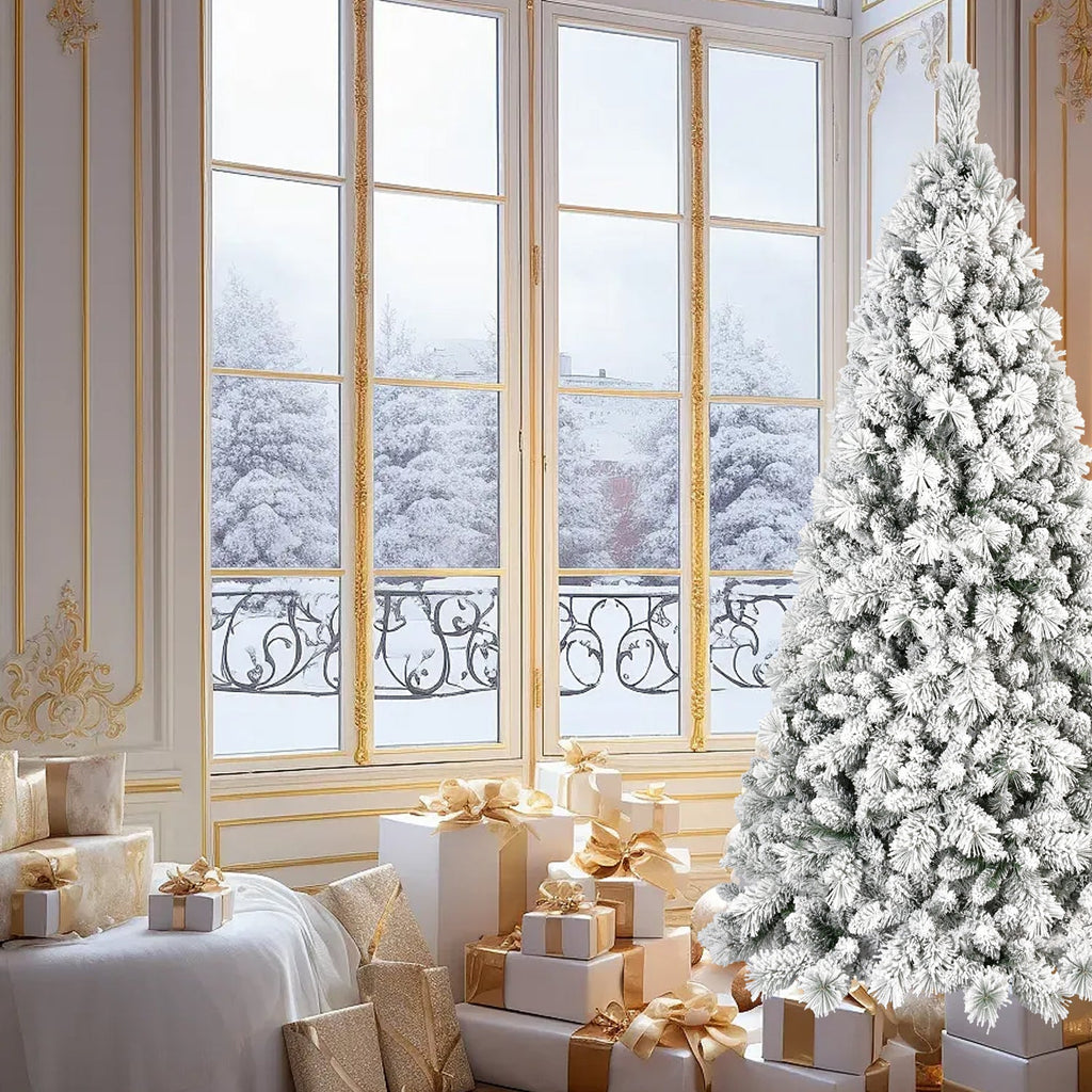 4FT Flocked Christmas Tree with 350 Tips and Metal Stand