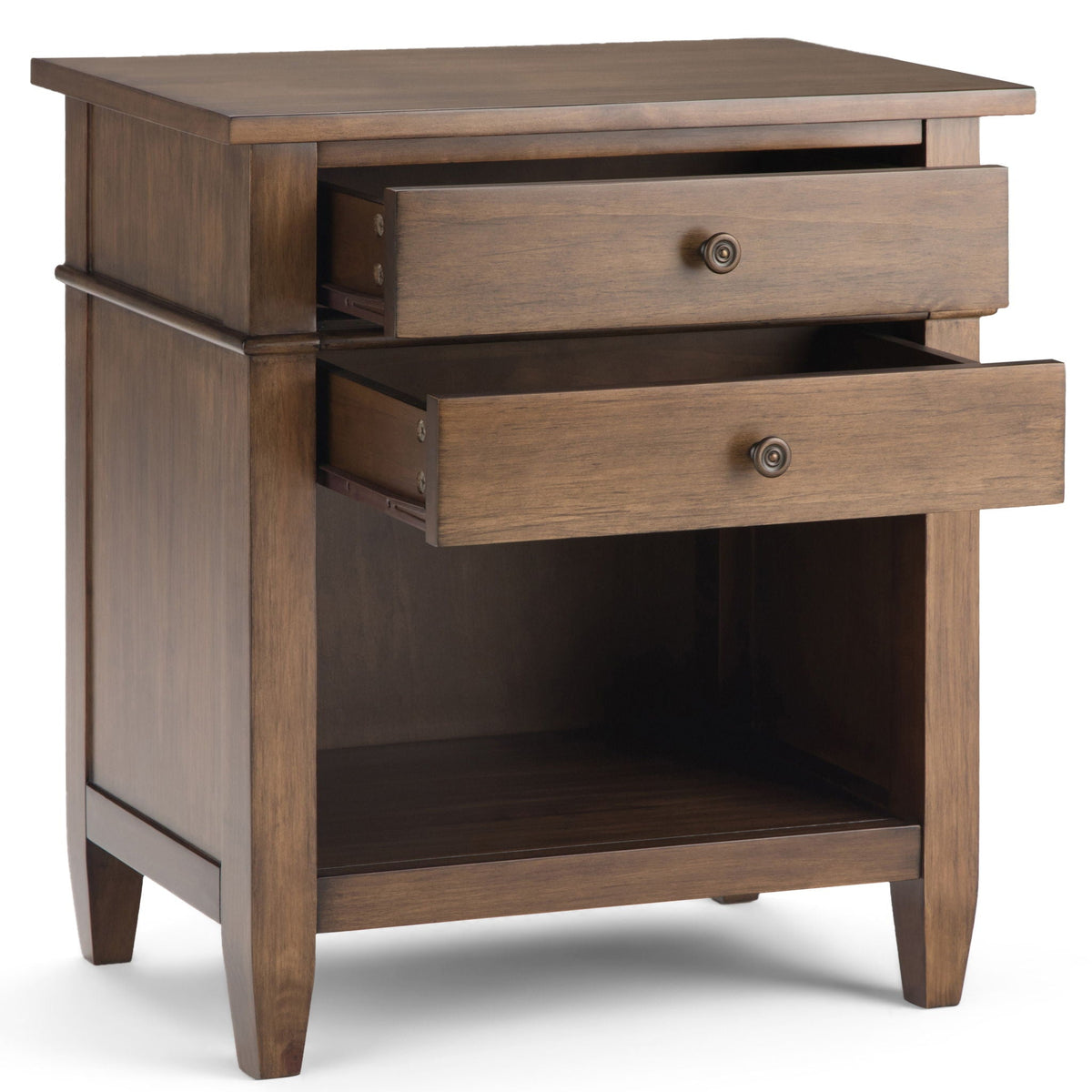 Rustic Natural Aged Brown Bedside Table with Storage - Solid Wood