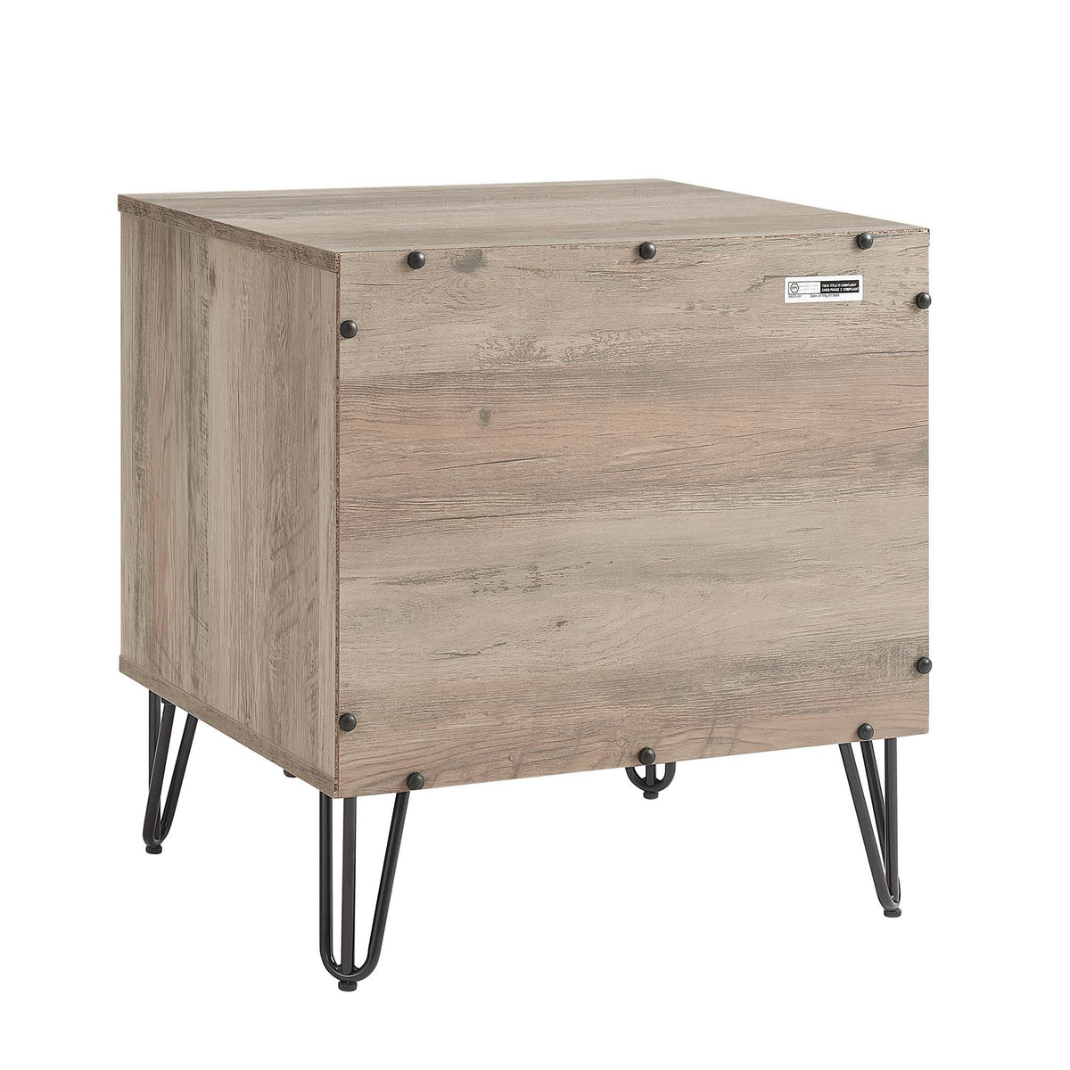 Modern Nightstand with Fluted Drawer and Metal Handles - Multiple Colors