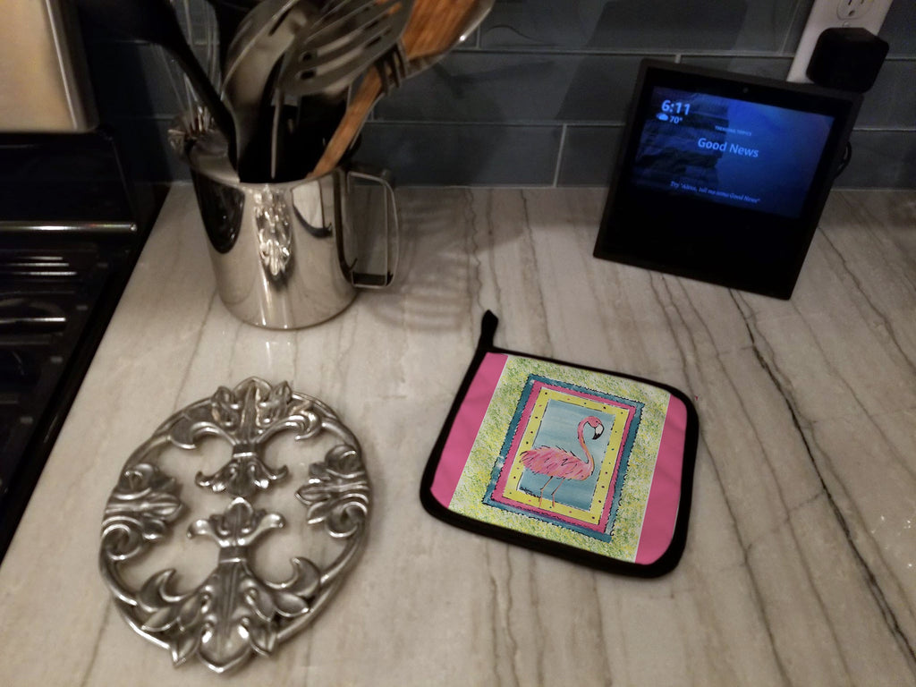 Bird - Flamingo Pot Holder Set of 2 Heat Resistant Quilted Hot Pads 7.5 x 7.5 Inch, Insulated Kitchen Trivets for Cooking & Baking