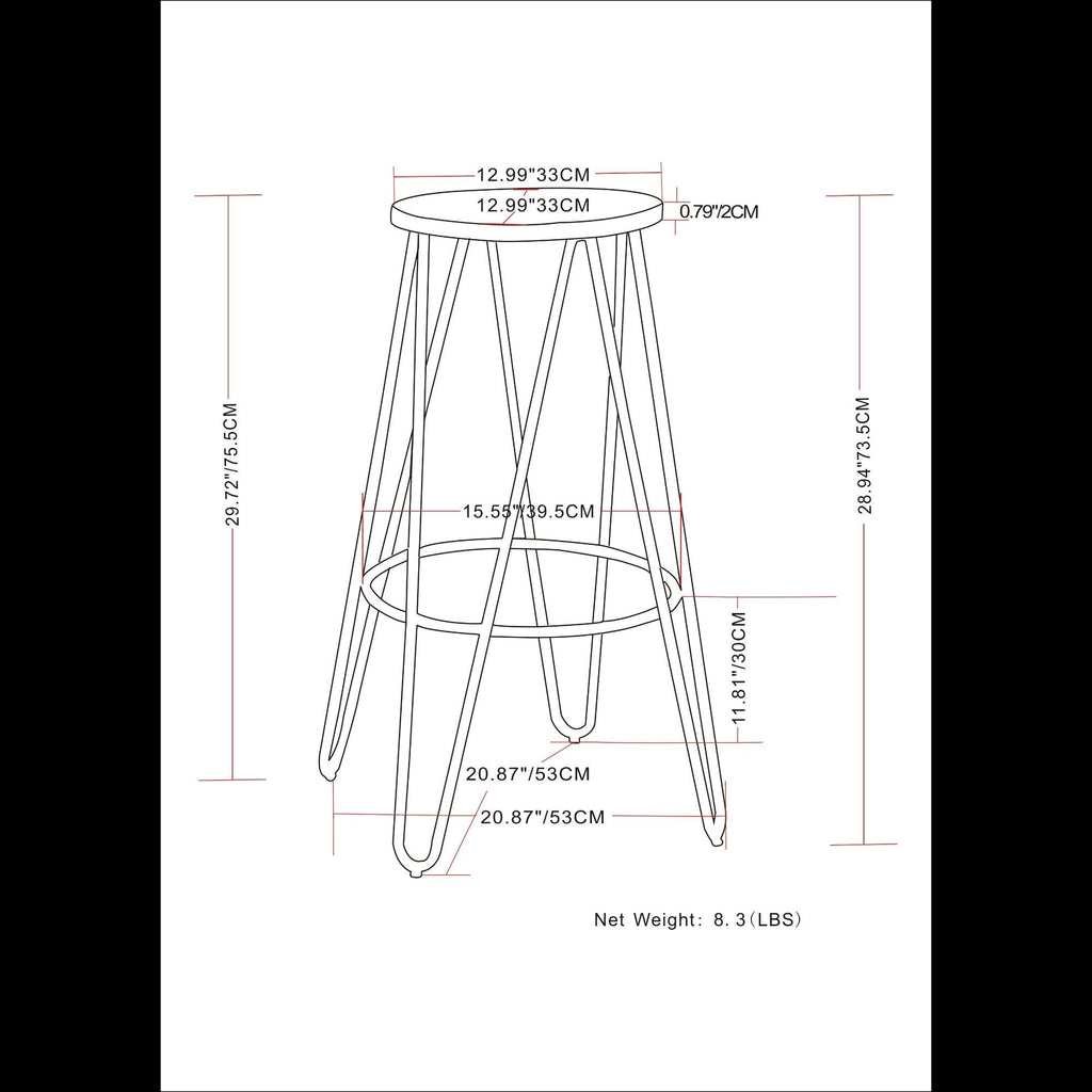 Multifunctional Metal Counter Height Stool with Solid Wood Seat - Dark Brown or Beige