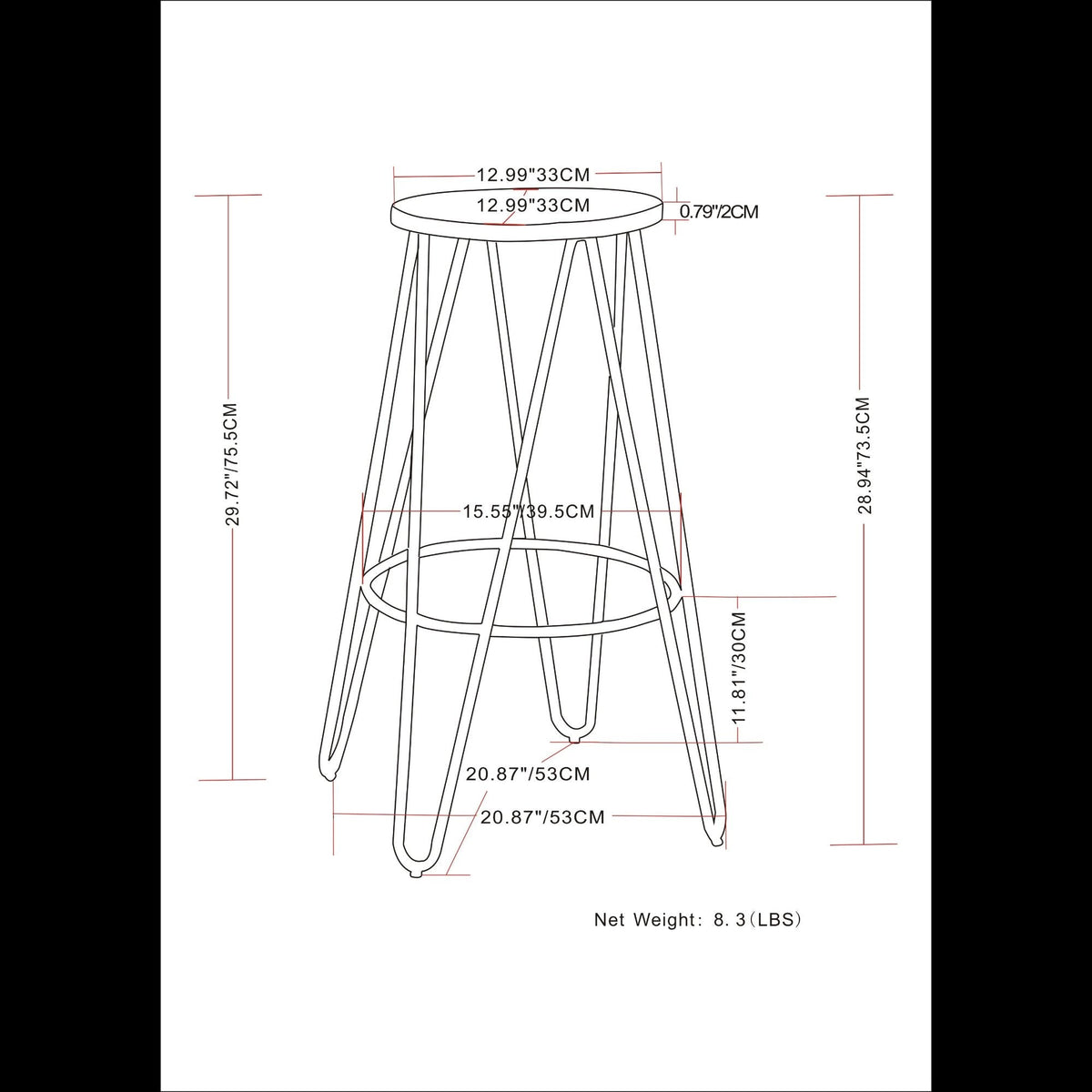 Multifunctional Metal Counter Height Stool with Solid Wood Seat - Dark Brown or Beige