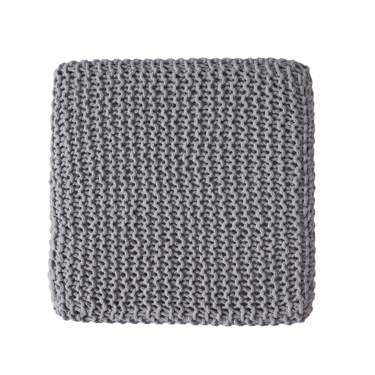 Chabani - Indoor Modern Knitted Fabric Cube Pouf Ottoman - Light Gray