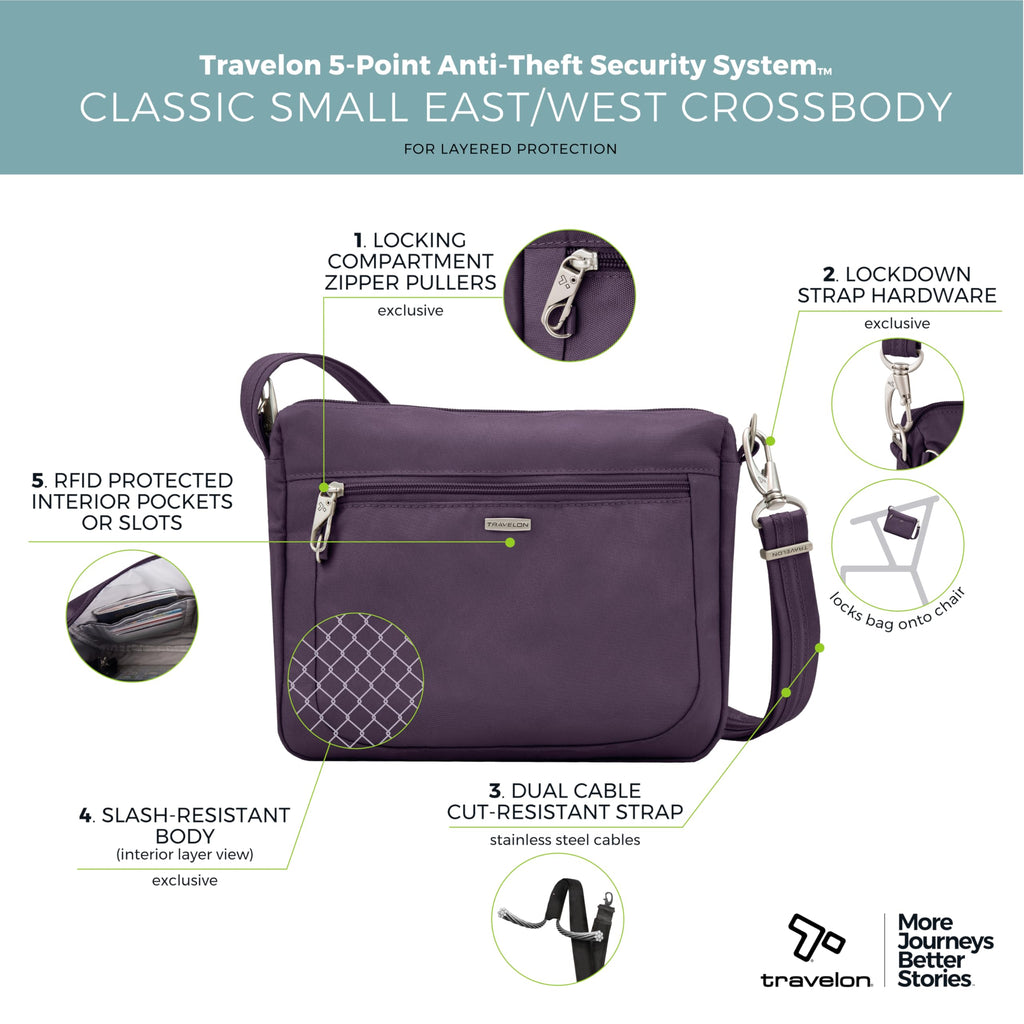 Travelon Anti-Theft Classic Small East/West Crossbody